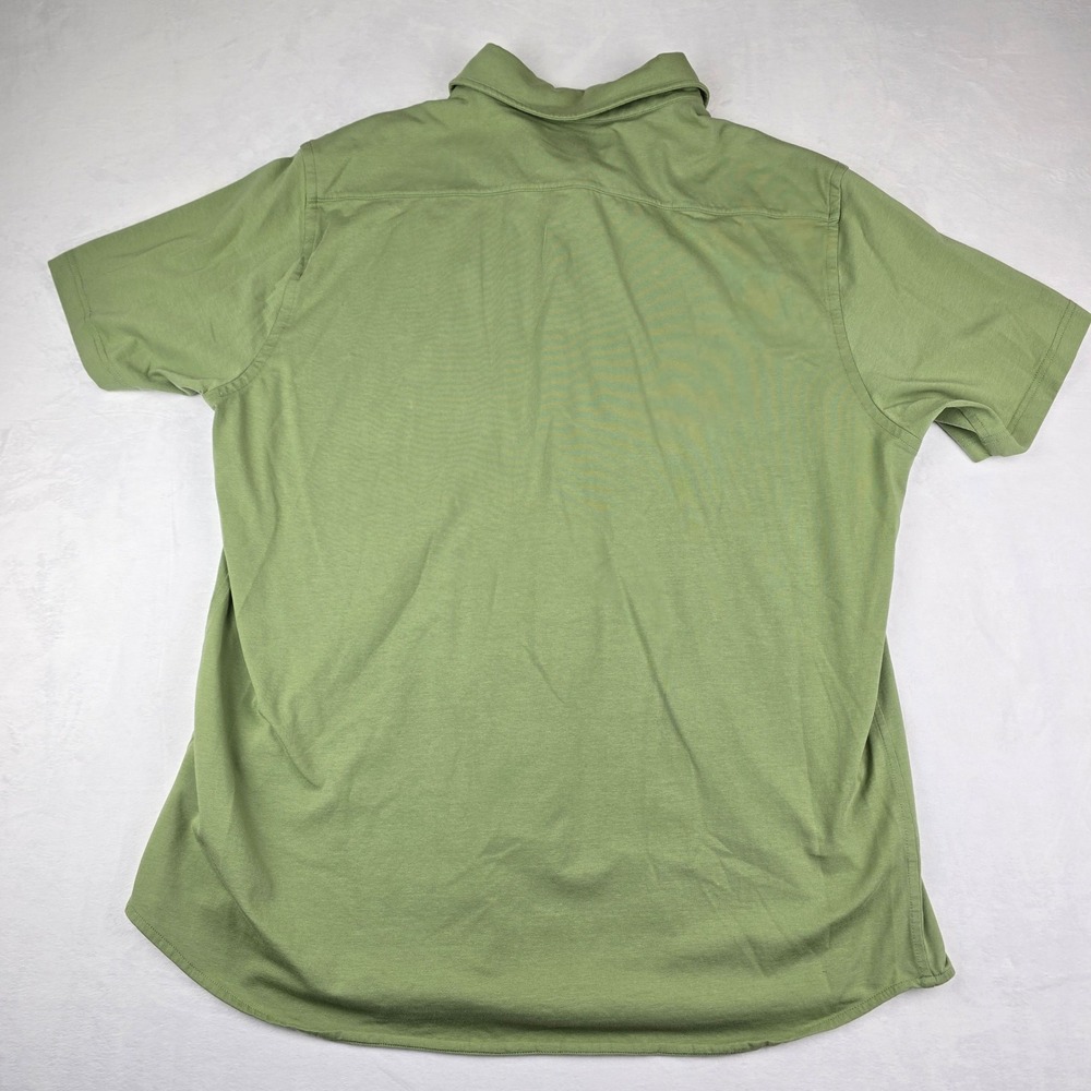 Cremieux XL Mens Shirt Button Down Casual Green Cotton‎ Blend Short Sleeve - Picture 8 of 8